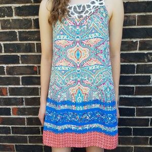 Multicolored Halter Shift Dress